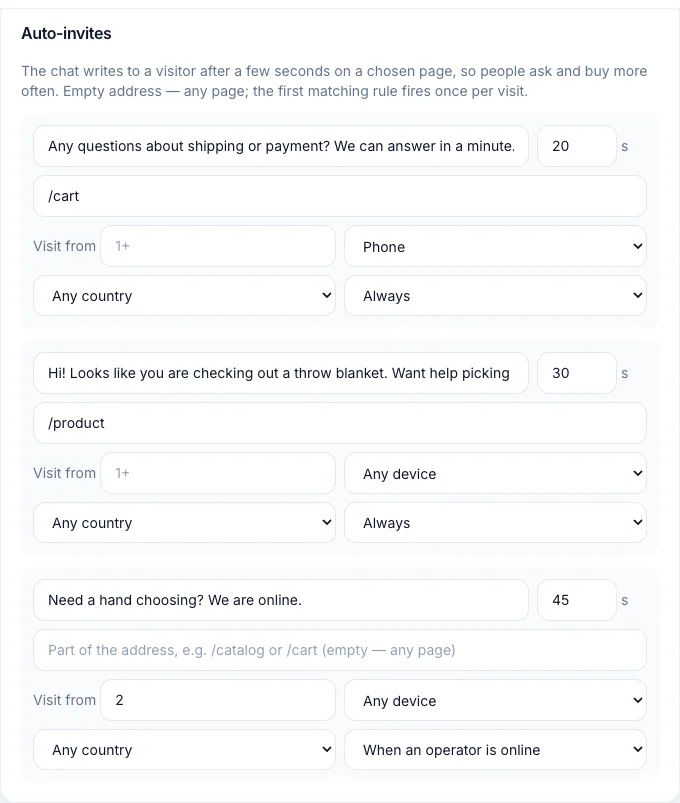 Auto-invitation settings