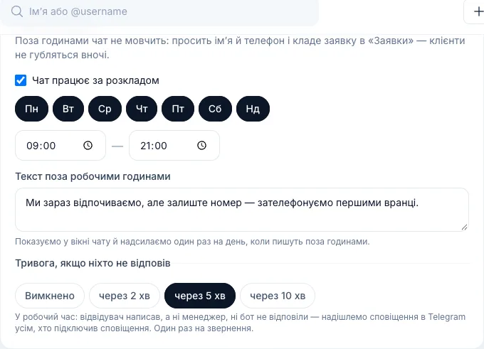 Робочі години чату